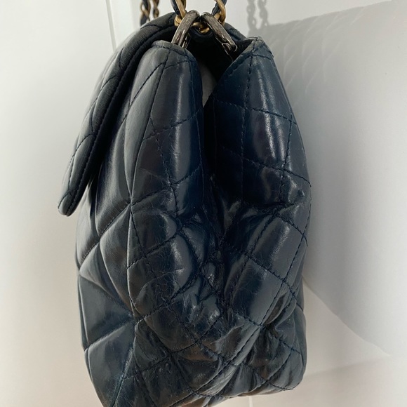 Chanel 15s accordion navy blue crinkled calfskin crossbody/shoulder flap bag - Picture 5 of 15